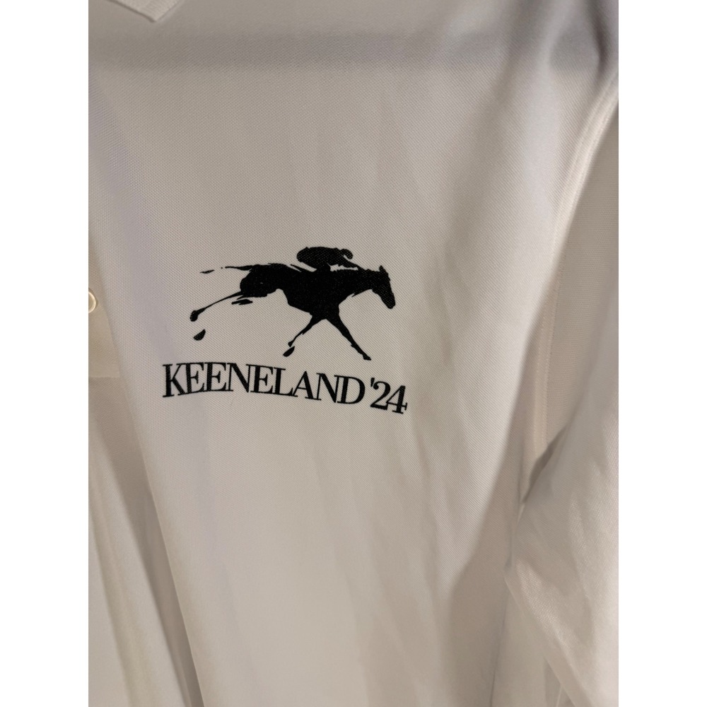 Nike Keeneland Horse Racing Polo Shirt Mens L Beta Theta Pi Fraternity White